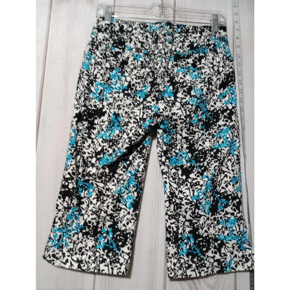 Ann Taylor Pants‎ Womens 0 Cropped Stretch Floral Slit Hem Capris